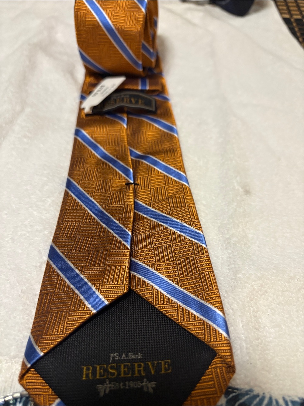 Jos. A. Bank Orange and Blue Striped Reserve Tie
